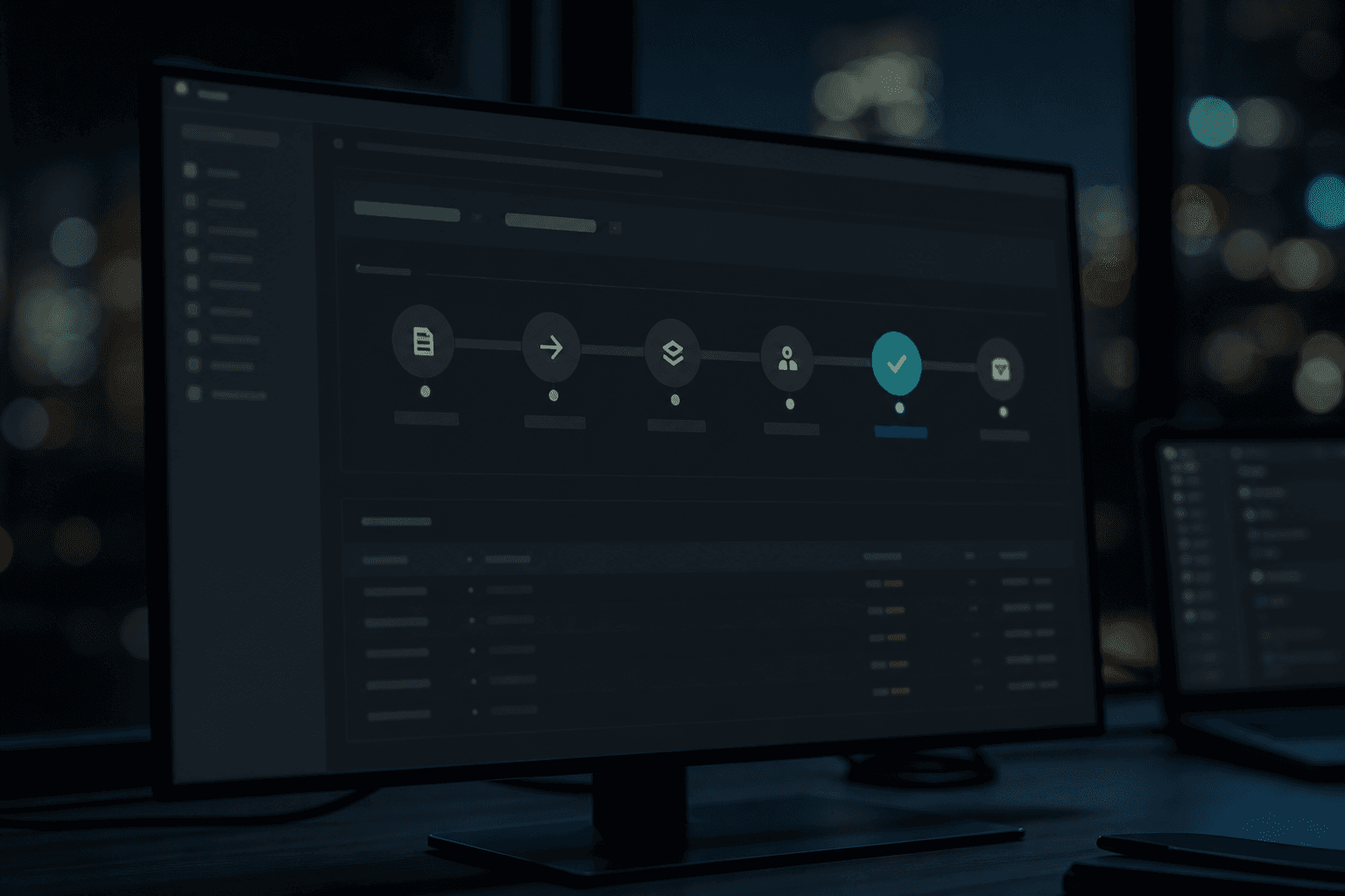 Payments console with a glowing settlement flow